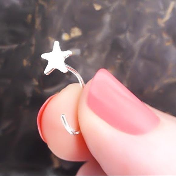 ⭐️Pretty 925 Sterling Silver Star Hug Half Hoop Threader Earrings Ear Jackets - Picture 4 of 7